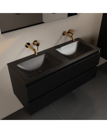 Mondiaz Aivy 120cm badmeubel Urban, wastafel Urban solid surface dubbel zonder kraangat