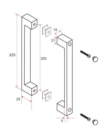 Wiesbaden type 6 deurgreep 22,5 cm chroom