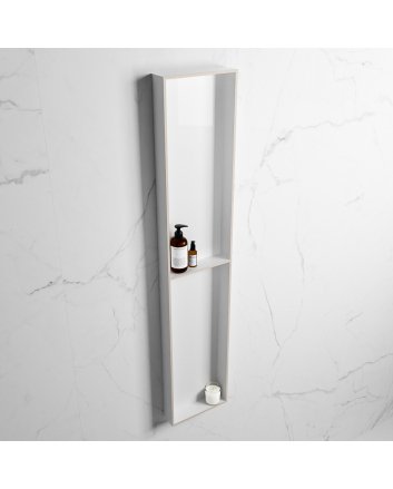 Mondiaz Easy Nis 89,5x29,5cm in solid surface kleur Linen | Talc. 2 vakken geschikt voor in- of opbouw