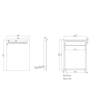Tigris spiegel rechthoek met LED en stopcontact 60 x 80 cm