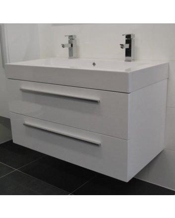 Sani DeLuxe BM badmeubelset met aluminium greep 100 Hoogglans Wit zonder spiegel, zonder kraangat
