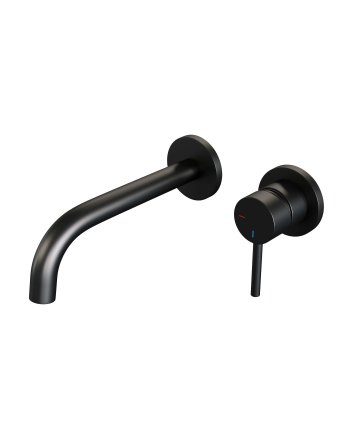 BRAUER Black Edition inbouw wastafelmengkraan met gebogen uitloop en rozetten model A1 mat zwart
