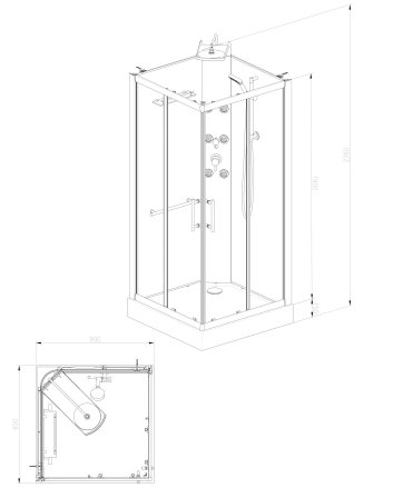 Rainbow douchecabine 90x90x218 alu 5mm glas
