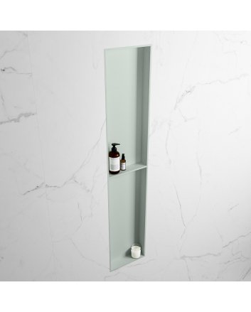 Mondiaz Easy Nis 89,5x29,5cm in solid surface kleur Greey | Greey. 2 vakken geschikt voor in- of opbouw