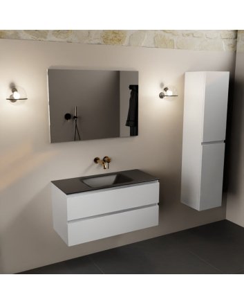 Mondiaz Aivy 100cm badmeubel Talc, wastafel Urban solid surface midden zonder kraangat