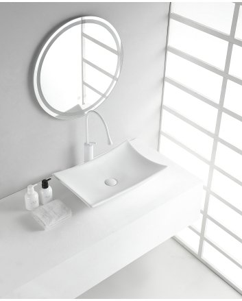 Scala waskom rechthoekig 56 x 37 x 10,5 cm keramiek glans wit