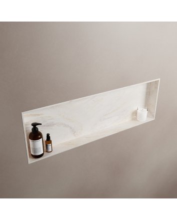 Mondiaz Easy Nis 89,5x29,5cm in solid surface kleur Ostra. 1 vak  geschikt voor in- of opbouw