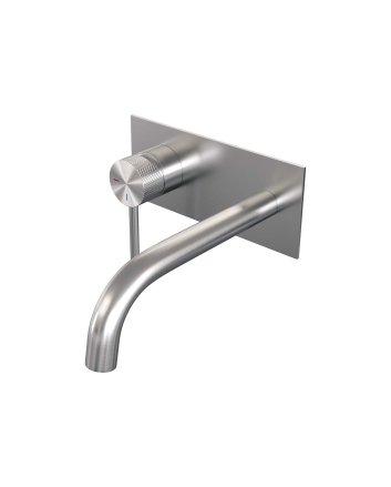BRAUER Brushed Carving inbouw wastafelmengkraan met gebogen uitloop en afdekplaat model A2 RVS geborsteld PVD