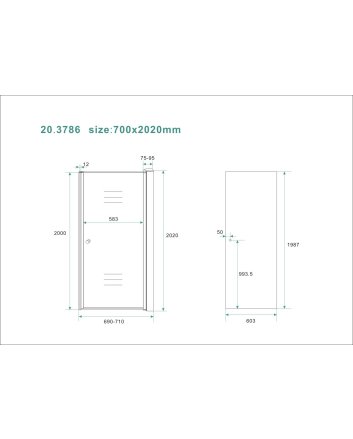 nisdeur met profiel 700x2000 8mm NANO rookglas