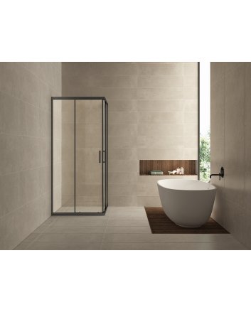 Skyline hoekinstap cabine met 2 schuifdeuren 900 x 900 x 2000 x 8 mm nano helder glas/mat zwart