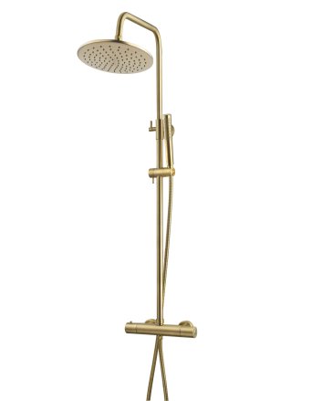 Caral thermostatische regendoucheset opbouw geborsteld messing
