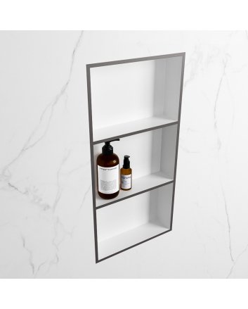 Mondiaz Easy Nis 59,5x29,5cm in solid surface kleur DarkGrey | Talc. 3 vakken  geschikt voor in- of opbouw