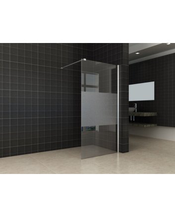 Comfort inloopdouche 800 x 2000 x 10 mm nano helder glas met melkglas middenband/chroom