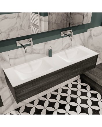 Mondiaz Lush 150 badmeubel antracite 1 lade wastafel dubbel geen kraangat