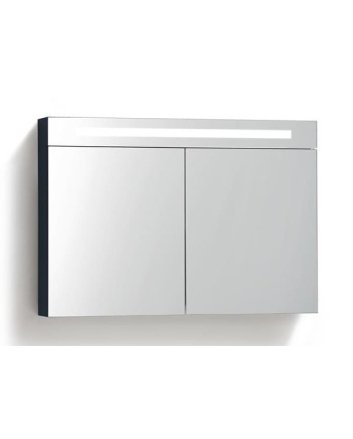 Sani DeLuxe Spiegelkast met LED verlichting incl. opbouw stopcontact schakelaar 120 Hoogglans Antraciet