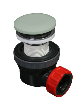 Mondiaz Ruimte besparende click sifon 6,7cm hoog solid surface rond greey