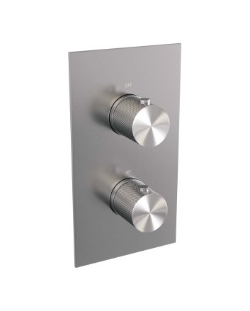 BRAUER Brushed Carving 3-weg inbouwthermostaat met in- en afbouwdelen RVS geborsteld PVD