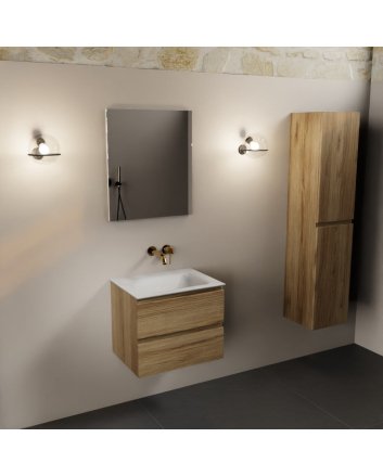 Mondiaz Aivy 60cm badmeubel Chai, wastafel Talc solid surface midden zonder kraangat