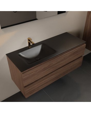 Mondiaz Aivy 120cm badmeubel Mocha, wastafel Urban solid surface links 1 kraangat