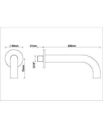 inbouw-uitloop rond 20cm 1/2'' geborsteld messing