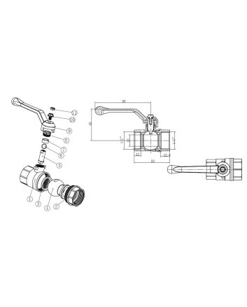 Riko 1050 kogelkraan met aluminium hendel 1/2