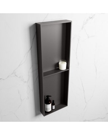 Mondiaz Easy Nis 149,5x29,5cm in solid surface kleur DarkGrey | DarkGrey. 2 vakken geschikt voor in- of opbouw