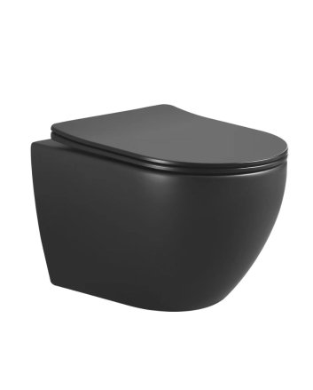 Nibiru rimless wandcloset met toiletzitting softclose en quick release mat zwart