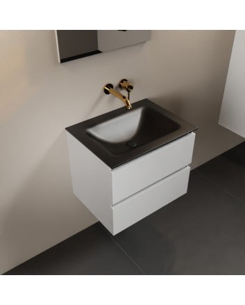 Mondiaz Aivy 60cm badmeubel Talc, wastafel Urban solid surface midden zonder kraangat