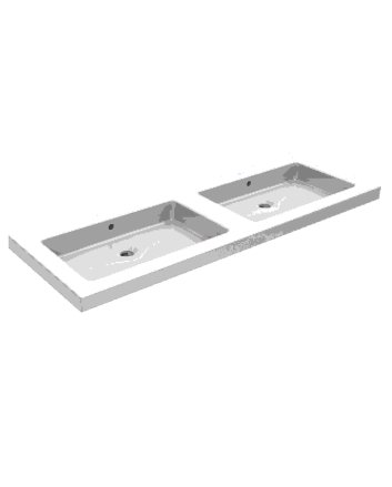 Wiesbaden Kera wastafel dubbel zonder kraangat 120x46x5 cm keramiek glans wit