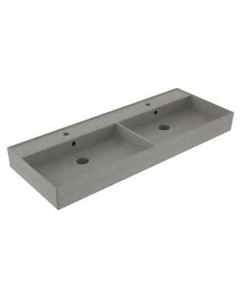 Sani DeLuxe Wastafel Edge Keramiek Warm Beton 120 dubbele wasbak, zonder kraangat