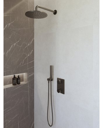 Caral inbouwthermostaat compleet met hoofddouche 25 cm en staafhanddouche gunmetal