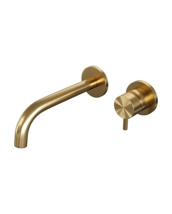 BRAUER Gold Edition inbouw wastafelmengkraan met gebogen uitloop en rozetten model B1 goud geborsteld PVD