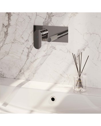 BRAUER Chrome Edition inbouw wastafelmengkraan met rechte uitloop en afdekplaat model C2 chroom