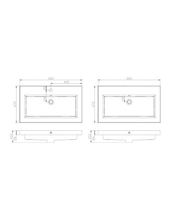 Sani DeLuxe Wastafel Trend Keramiek 80, zonder kraangat