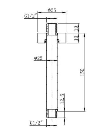 Caral douchearm met plafondbevestiging 15 cm mat zwart