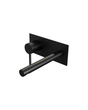 BRAUER Black Carving inbouw wastafelmengkraan met rechte uitloop en afdekplaat model A2 mat zwart