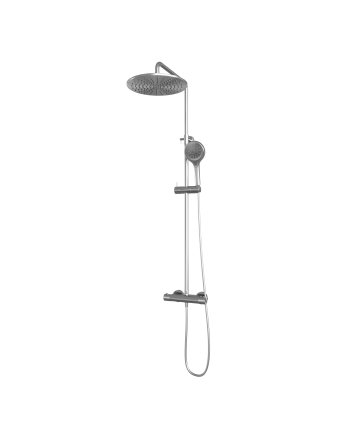 BRAUER Brushed Carving opbouw thermostatische regendouche SET 04 met 30 cm douchekop en 3-standen handdouche en doucheslang RVS geborsteld PVD