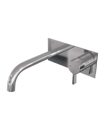 BRAUER Chrome Edition inbouw wastafelmengkraan met gebogen uitloop en afdekplaat model E1 chroom