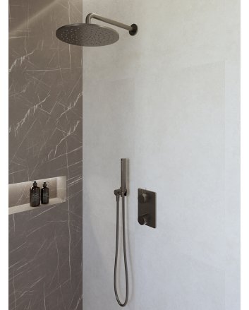 Caral inbouwthermostaat compleet met hoofddouche 30 cm en staafhanddouche gunmetal
