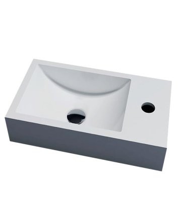 Sani DeLuxe Fontein Solid Surface Recto 40x22x10 cm, links