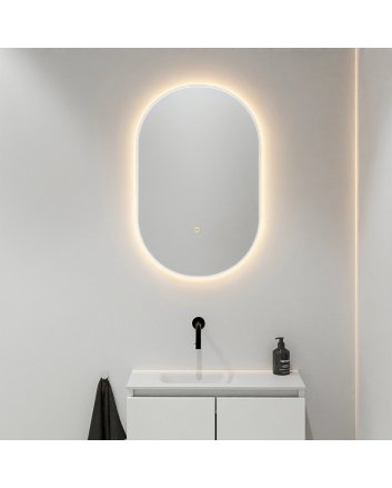 Mondiaz Glow spiegel ovaal 45x90cm Talc Bewegingssensor LED verlichting rondom