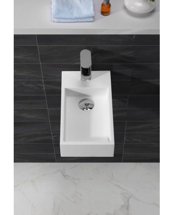 Wiesbaden Solid surface fontein rechts 40 x 22 x 10 cm mat wit
