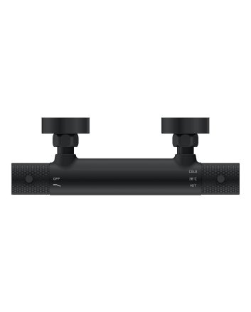 Wiesbaden Ribbd thermostatische douchemengkraan hartafstand 15 cm mat zwart