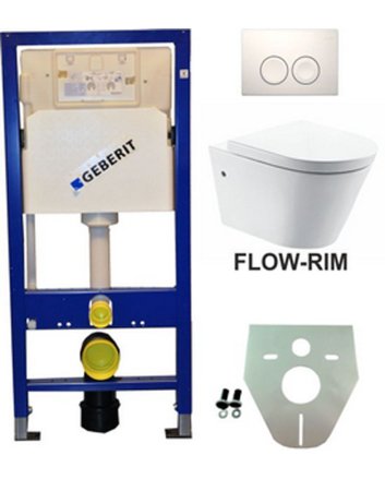 Geberit UP 100 Flow Rim wc+zitt.+ Delta 25 wit