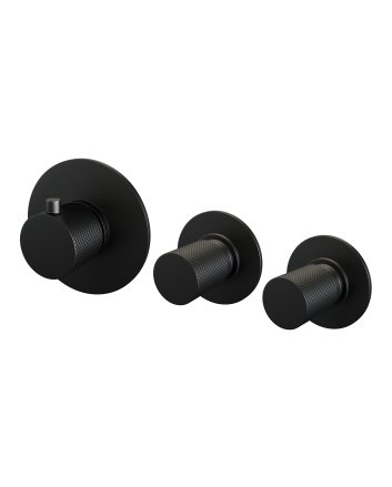 BRAUER Black Carving inbouwthermostaat en 2 stopkranen met in- en afbouwdelen mat zwart