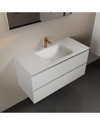 Mondiaz Aivy 100cm badmeubel Talc, wastafel Talc solid surface midden 1 kraangat