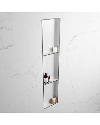 Mondiaz Easy Nis 149,5x29,5cm in solid surface kleur DarkGrey | Talc. 3 vakken  geschikt voor in- of opbouw