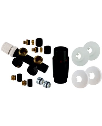 Riko Set thermostatisch onderblok, haaks-links, mat zwart