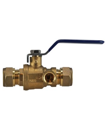 Riko water kogelstopkraan 28 mm knel x knel met aftapgelegenheid