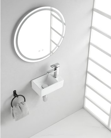 Rhea xxs fontein rechts 30,5 x 18 x 11 cm keramiek glans wit